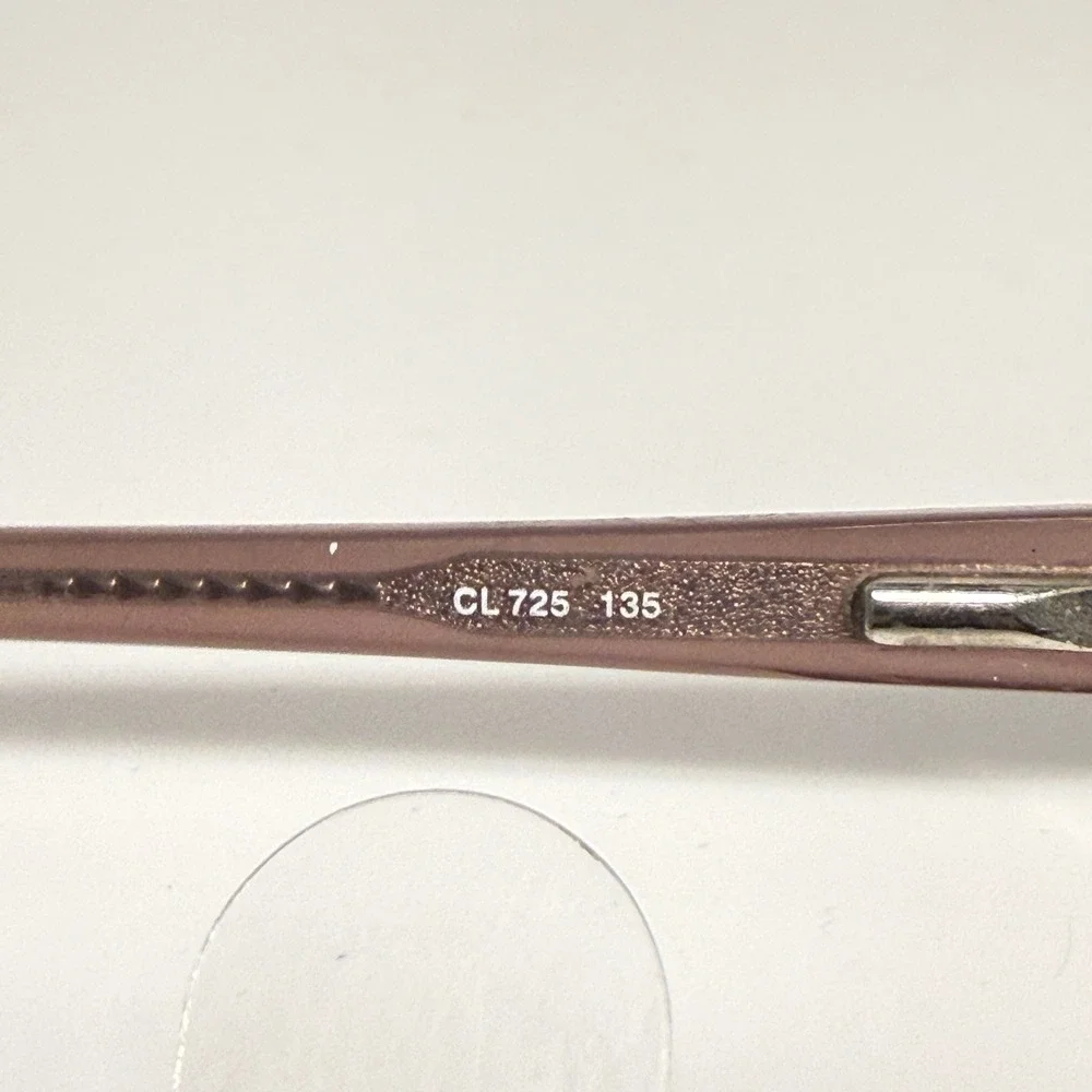 Lavender CL725 Eyeglasses Frames 50-16-135 Gold Tone Rectangle‎ Pearl Detail